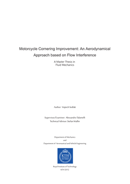 Motorcycle Cornering Improvement: an Aerodynamical Approach Based on Flow Interference a Master Thesis in Fluid Mechanics