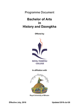 Bachelor of Arts in History and Dzongkha