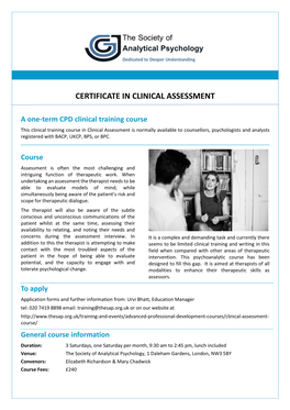 Certificate in Clinical Assessment