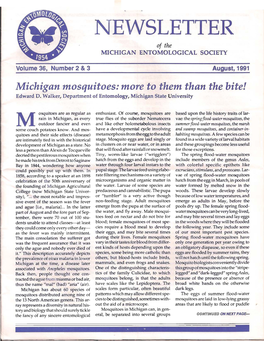 NEWSLETTER of the MICHIGAN ENTOMOLOGICAL SOCIETY