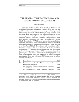 The Federal Trade Commission and Online Consumer Contracts