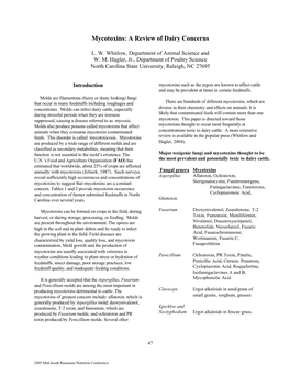 Mycotoxins: a Review of Dairy Concerns