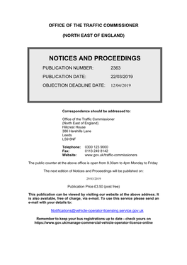 Notices and Proceedings for the North East of Englanf