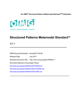 Structured Patterns Metamodel Standardtm Publication