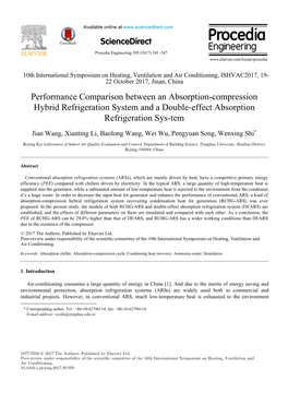 Performance Comparison Between an Absorption-Compression Hybrid Refrigeration System and a Double-Effect Absorption Refrigeration Sys-Tem