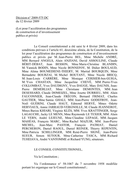 Décision N° 2009-575 DC Du 12 Février 2009