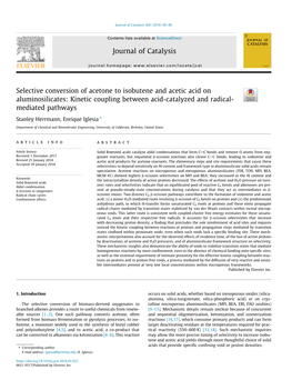 Selective Conversion of Acetone to Isobutene and Acetic Acid On