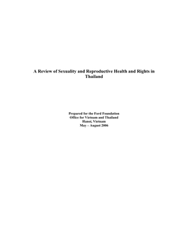 A Review of Sexuality and Reproductive Health and Rights in Thailand