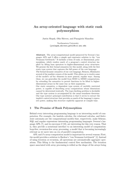 An Array-Oriented Language with Static Rank Polymorphism