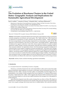 The Evolution of Racehorse Clusters in the United States: Geographic Analysis and Implications for Sustainable Agricultural Development