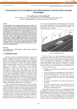 Coap Based Acute Parking Lot Monitoring System Using Sensor Networks