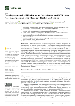 Development and Validation of an Index Based on EAT-Lancet Recommendations: the Planetary Health Diet Index