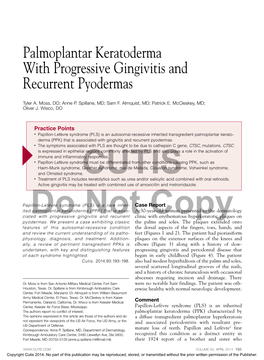 Palmoplantar Keratoderma with Progressive Gingivitis and Recurrent Pyodermas