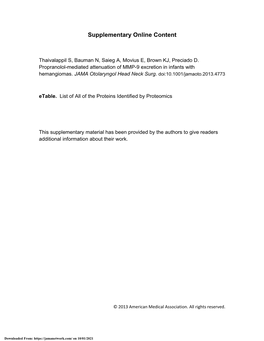 Propranolol-Mediated Attenuation of MMP-9 Excretion in Infants with Hemangiomas