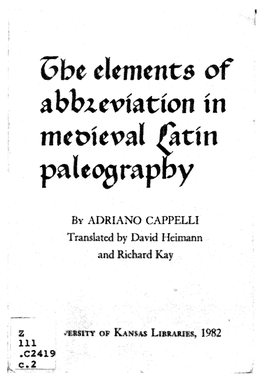 The Elements of Abbreviation in Medieval Latin Paleography