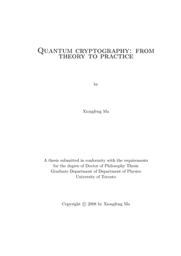Quantum Cryptography: from Theory to Practice