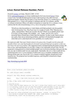 Linux: Kernel Release Number, Part II