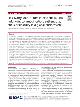 Riau Malay Food Culture in Pekanbaru, Riau Indonesia