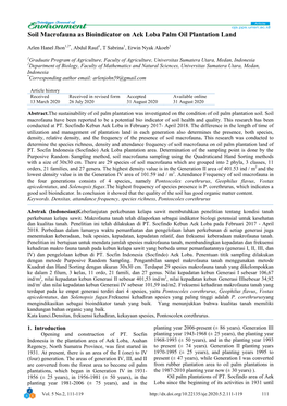 Soil Macrofauna As Bioindicator on Aek Loba Palm Oil Plantation Land