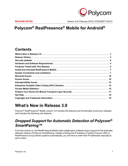 Polycom® Realpresence® Mobile for Android® Release Notes
