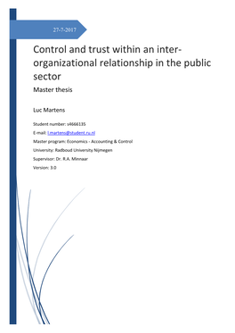 Control and Trust Within an Inter-Organizational Relationship In