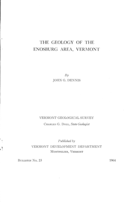 The Geology of the Enosburg Area, Vermont