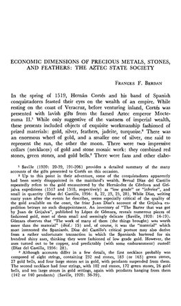 Economic Dimensions of Precious Metals, Stones, and Feathers: the Aztec State Society