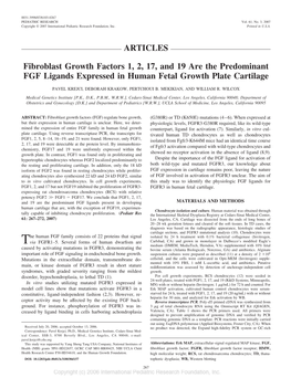 ARTICLES Fibroblast Growth Factors 1, 2, 17, and 19 Are The