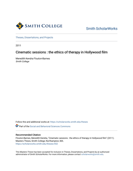 Cinematic Sessions : the Ethics of Therapy in Hollywood Film