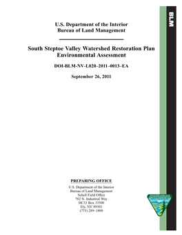 South Steptoe Valley Watershed Restoration Plan Environmental Assessment