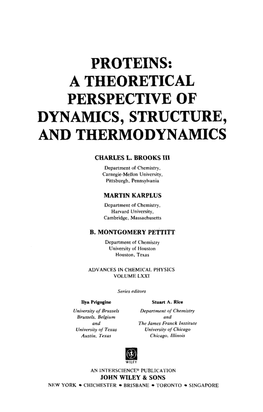 Proteins: a Theoretical Perspective of Dynamics, Structure, and Thermodynamics