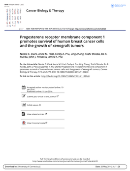 Progesterone Receptor Membrane Component 1 Promotes Survival of Human Breast Cancer Cells and the Growth of Xenograft Tumors