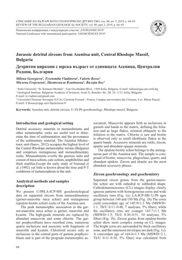 Jurassic Detrital Zircons from Asenitsa Unit, Central Rhodope Massif