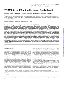 TRIM32 Is an E3 Ubiquitin Ligase for Dysbindin