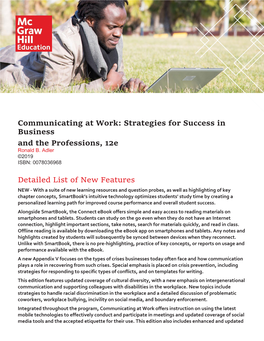 Communicating at Work: Strategies for Success in Business and the Professions, 12E Ronald B