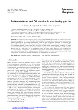 Radio Continuum and CO Emission in Star-Forming Galaxies