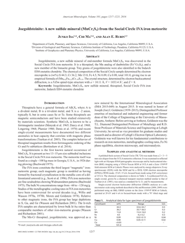 A New Sulfide Mineral (Mncr2s4) from the Social Circle IVA Iron Meteorite