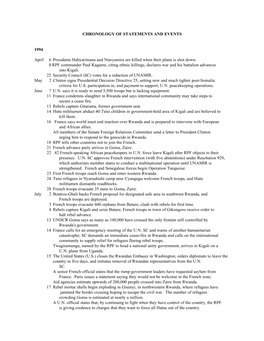 Chronology of Statements and Events