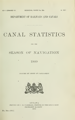 (1909). Canal Statistics for the Season of Navigation, 1909
