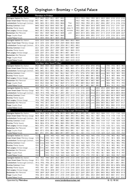 358 Orpington – Bromley – Crystal Palace
