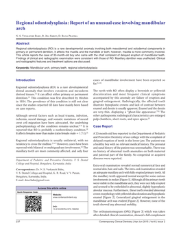 Regional Odontodysplasia: Report of an Unusual Case Involving Mandibular Arch