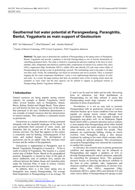 Geothermal Hot Water Potential at Parangwedang, Parangtritis, Bantul, Yogyakarta As Main Support of Geotourism