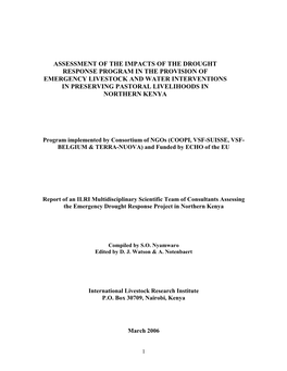 Assessment of the Impacts of the Drought