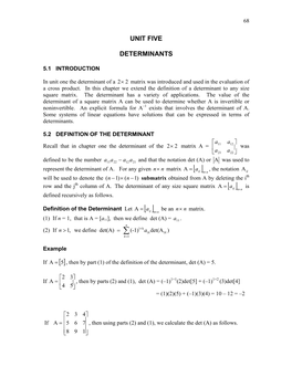 Determinant Notes