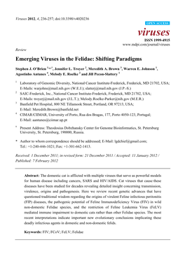 Emerging Viruses in the Felidae: Shifting Paradigms