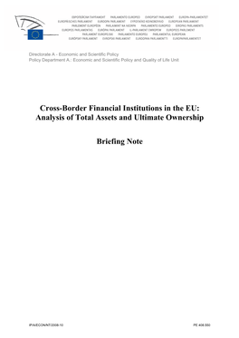 Cross-Border Financial Institutions in the EU: Analysis of Total Assets and Ultimate Ownership