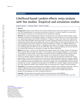Likelihood-Based Random-Effects Meta-Analysis with Few Studies