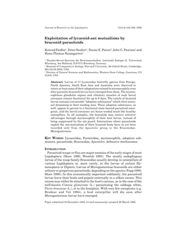 Exploitation of Lycaenid-Ant Mutualisms by Braconid Parasitoids