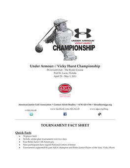 Under Armour® / Vicky Hurst Championship TOURNAMENT