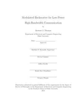 Modulated Backscatter for Low-Power High-Bandwidth Communication